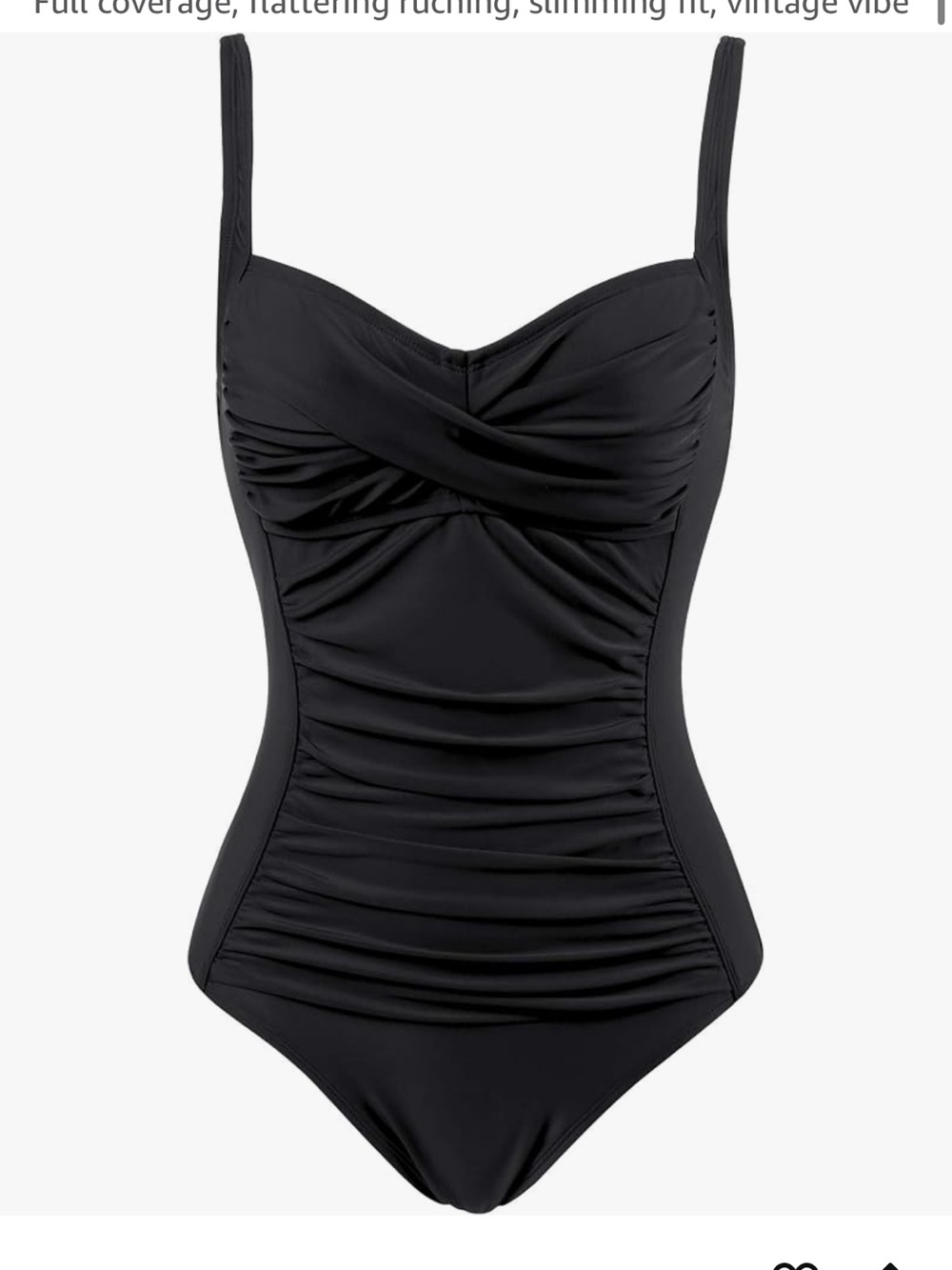 Sleek Black Ruched One-Piece Swimsuit